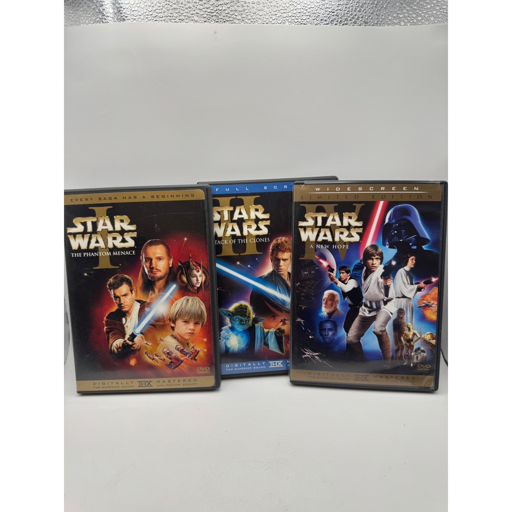 Star Wars The Phantom Menace Attack of the Clones A New Hope DVD Movies Set